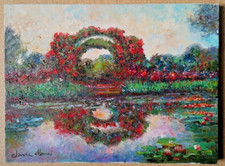 PRÄCHTIGER CLAUDE MONET (nach)  Malerei UNIKAT Öl / Lwd  BLUMEN BOGEN IM GARTEN