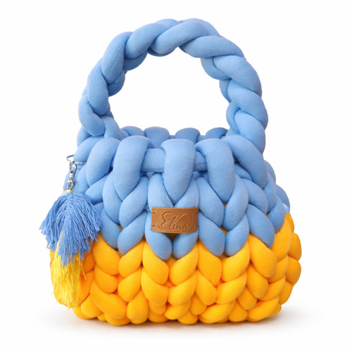 Chunky strick tasche blau gelb - chunky,