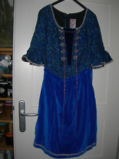 Chiemseer - Festtagsdirndl mit Schürze - Gr. 42 (eher Gr. 38/40) - blau glänzend