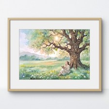 Aquarell original alte - aquarell, eiche