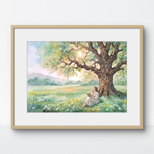 Aquarell original alte - aquarell, eiche
