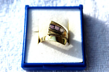 Vintage Massiver Goldring  585, 14 Karat Gelbgold mit Amethyst und Gr. 56