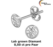 Einzel Ohrstecker Lab Grown Diamant 0,25ct. 585 Weißgold 4,3 mm NEU 14 Karat