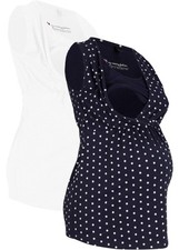 2er-Pack Umstandstop Stilltop Gr. 44/46 Dunkelblau Weiß Umstands-Top Shirt Neu*