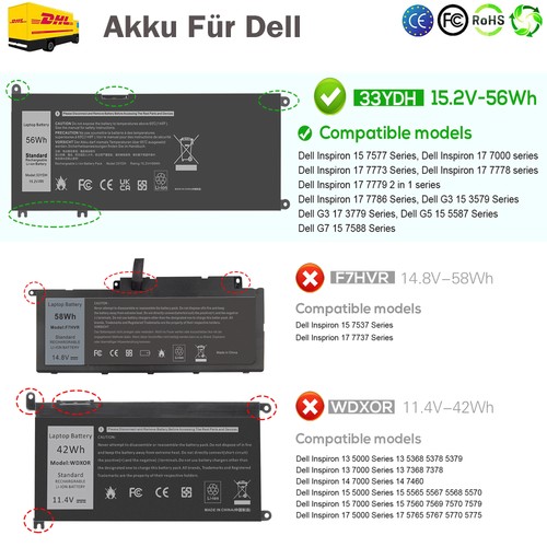 Akku 33ydh für dell 15 - akku, g3