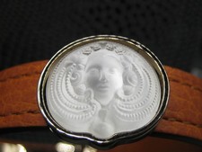 Lalique Frauenkopf Jugendstil Armband Kristall Leder Faltschließe Orig. Box