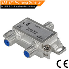 Vorrang Schalter Verteiler/Umschalter Master Slave 1 LNB auf 2 TV SAT Receiver