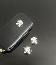 1x PEUGEOT Schlüssel 14mm Aufkleber ALU Schlüssellogo Emblem Schriftzug LOGO