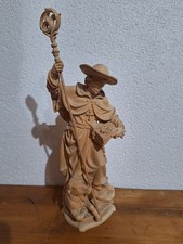 37 cm !!!  alte Heiligenfigur Holz heilige Leonard Schutzpatron  geschnitzt