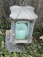 Grablicht Grablampe Grableuchte  auf Granitplatte bester Zustand + Ersatzglas