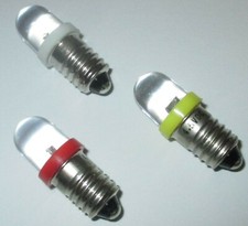 LED Schraubbirne 3,5-4,5 Volt  für E10 Fassungen  AUSWAHL: klar,gelb,rot,  NEU