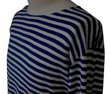 Sowjet Telnjaschka T-Shirt Gestreift Marineblau Weiß Langärmelig Gewebt Herbst