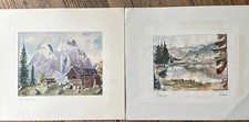 Franz MORO ? 2 Bilder Aquarell signiert Franz Titisee u. Gebirge 