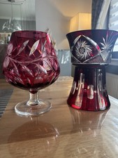 Überfangglas Cognac XL 20  cm 1263 Gramm Vase Kristallglas