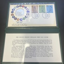 Test & County Cricket Board 1973 Silbermedaille Briefmarkenhülle alles im Folder