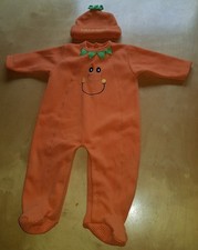 Kürbis-Kostüm Gr. 74, 9-12 M, Strampler + Mütze, Overall, Baby Pumpkin Halloween