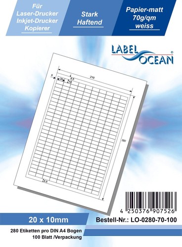 Universaletiketten 20x10mm auf