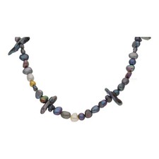 Perlenkette grau schwarz