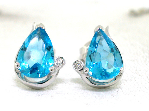 Blautopas ohrstecker 14kt - blautopas, gold