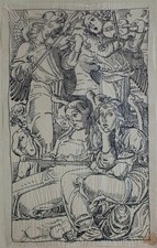 Wilhelm Wohlgemuth Engel Putten Musik Gesang Kreis Hans von Marées Tusche 20 Jhd