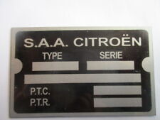 Typenschild Citroen Schild ID-plate DS ID 2CV HY AMI GS 11CV S57 CV 2 11 15
