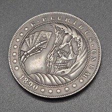 EDC Coin Münze 3,7cm Fidget Skelett Poker Ace of Spades Todeskarten Skat