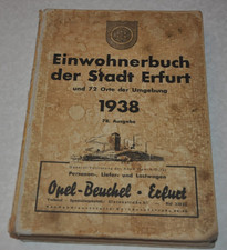 Einwohnerbuch der Stadt Erfurt 1938 +72 Orte der Umgebung. ORIGINAL
