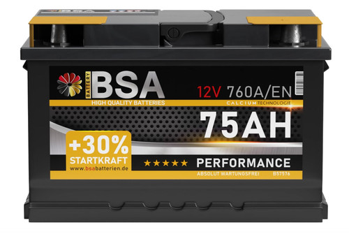 Bsa autobatterie 75ah 12v - autobatterie, +30%