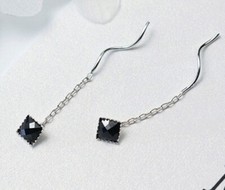 925 Silber Ohrhänger Damen Durchzieher lang Kette Achat Ohrringe Ohrschmuck