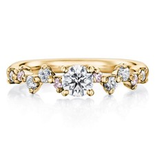 Verlobungsring 18 K Gelbgold Lab Created Diamant Rundschliff 0,70 ct