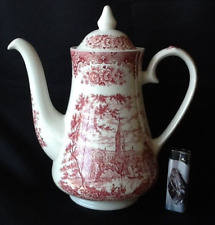 River Scenes English Ironstone England  Rot Kaffeekanne Kanne & Deckel Neuware