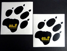 2x Werbe-Aufkleber Jack Wolfskin Tatze Logo 14 x 14 cm Outdoor Kleidung Trekking