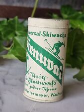 kleine alte Dose antik Skiwachs mit Sütterlin Schrift 30er Vorkrieg