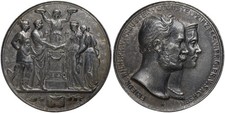 Zinnmedaille - Hochzeit Preussen Friedrich Wilhelm. - Auguste Sachsen 1854