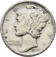 USA Liberty One Dime 1941 S
