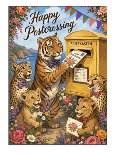 Happy postcrossing - 5x, „happy