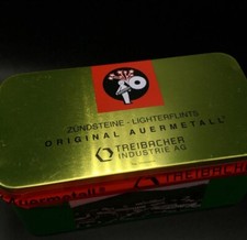 VINTAGE 60ER JAHRE ORIGINAL AUERMETALL FEUERZEUG FEUERSTEINE ROT ÖSTERREICH 