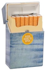 48 X Zigarettenetui Zigarettenbox Jeans-Look Kunststoff Sonderposten
