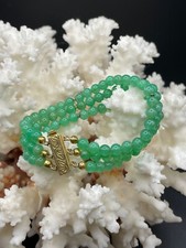 Elegantes Chrysopras-Armband mit 925er Silberverschluss Dreireihig