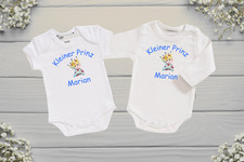 Baby Body weiß Junge halbarm langarm  Kleiner Prinz Name Druck personalisiert