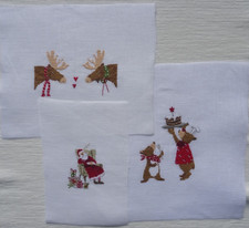 3 Stickbilder-Kreuzstich-point de croix- Dahlbeck-Fremme-Leinen-Weihnachtsmotive