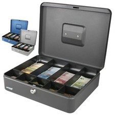 HMF Geldkassette abschließbar Bargeld Kasse mit 5 Münzfächern 4 Geldscheinmulden