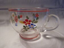 Vase Glas antik Blumen Hand Bemalung Art Deco Tulpenform Mohn Blumen Bunt