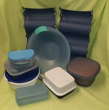 Tupperware Konvolut (56) Pengschüssel, Siebservierer, Flaschenregal, Brot blau