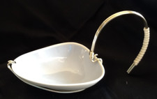 Royal Bavaria KM Porzellan hellgrau Schale im Metallhalter Mid Century Neuwertig