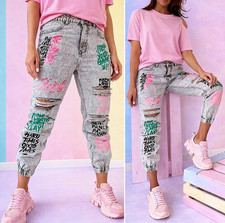 Neu 40 L Damen Jeans Grau