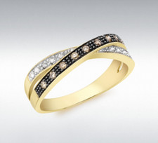 9ct Gelb Goldbraunes & Weiß