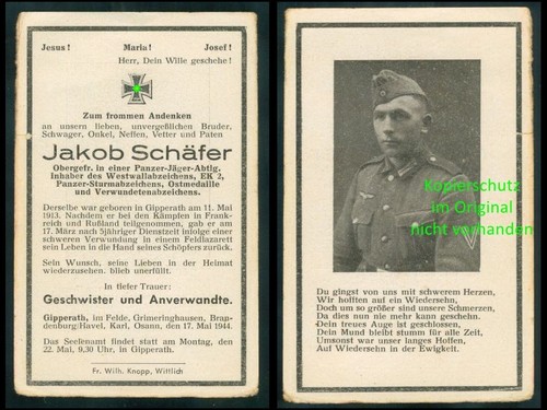 Sterbebild jäger westwall - sterbebild,
