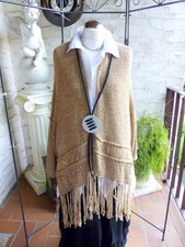 4222 Zara Knit Gr M beige Strickjacke m. langen Fransen