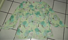 Neu ESPRIT Tunika BLUSE Gr. 42 44 GRÜN Töne Weiß Oberteil CHIFFON transparent